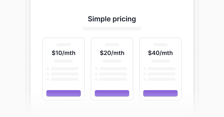 Pricing sections